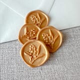 "Yellow Gold Lily of the Valley 3D wax seal stickers | Set of 10" - Wax Seals in gold by Maria Ferrer G.