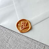 "Yellow Gold Lily of the Valley 3D wax seal stickers | Set of 10" - Wax Seals in gold by Maria Ferrer G.