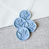 "Dusty Blue Lily of the Valley 3D wax seal stickers | Set of 10" - Wax Seals in blue by Maria Ferrer G.