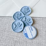 "Dusty Blue Lily of the Valley 3D wax seal stickers | Set of 10" - Wax Seals in blue by Maria Ferrer G.