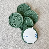 "Olive Green floral pattern 3D wax seal stickers | Set of 10" - Wax Seals in green by Maria Ferrer G.