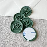 "Olive Green Lily of the Valley 3D wax seal stickers | Set of 10" - Wax Seals in green by Maria Ferrer G.
