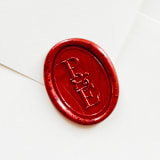 "Personalized Oval Wax Seal Stickers | Custom Two-Letter Monogram | Set of 10" - Wax Seals in red by Self Stationery