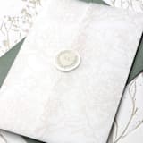 "Custom Green Floral Wreath with Monogram Wax Seals | Set of 25" - Wax Seals in green by Clove and Cedar Design