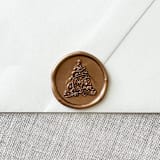 "Antique Gold "Merry Christmas" tree calligraphy wax seal sticker | Set of 10" - Wax Seals in gold by Maria Ferrer G.