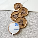 "Antique Gold "Merry Christmas" tree calligraphy wax seal sticker | Set of 10" - Wax Seals in gold by Maria Ferrer G.