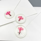 "Pressed Flower Ivory Wax Seal Pink Lobelia Flowers Set Of 6" - Wax Seals in pink by Christine OMalley