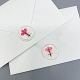 "Pressed Flower Ivory Wax Seal Pink Lobelia Flowers Set Of 6" - Wax Seals in pink by Christine OMalley