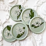 "Queen Anne's Lace in Celadon | Pack of 10" - Wax Seals in green by Caitlin Home