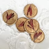 "Red Anemone Leaves Wax Seal in Gold | Pack of 10" - Wax Seals in red by Caitlin Home