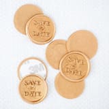 "Save The Date (Sold in Sets of 10)" - Wax Seals in gold by Lindsey Cain