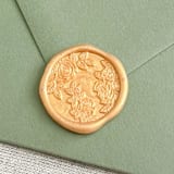 "Roses self-adhesive wax seals in yellow gold | Set of 10" - Wax Seals in gold by Maria Ferrer G.