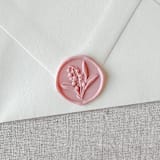 "Dusty Rose Lily of the Valley 3D wax seal stickers | Set of 10" - Wax Seals in pink by Maria Ferrer G.
