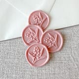 "Dusty Rose Lily of the Valley 3D wax seal stickers | Set of 10" - Wax Seals in pink by Maria Ferrer G.