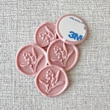"Dusty Rose Lily of the Valley 3D wax seal stickers | Set of 10" - Wax Seals in pink by Maria Ferrer G.