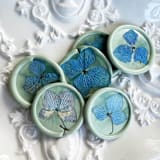 "Blue Hydrangea Wax Seal in Celadon | Pack of 10" - Wax Seals in green by Caitlin Home
