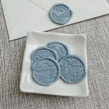 "Dusty blue roses wax seal stickers | Set of 10" - Wax Seals in blue by Maria Ferrer G.