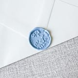 "Dusty Blue floral pattern 3D wax seal stickers | Set of 10" - Wax Seals in blue by Maria Ferrer G.