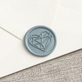 "Geometric heart self-adhesive wax seal in dusty blue | Set of 10" - Wax Seals in blue by Maria Ferrer G.