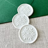 "White snowflake wax seal sticker | Set of 10" - Wax Seals in white by Maria Ferrer G.