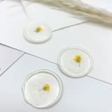 "Pressed Flower Ivory Wax Seal Yellow Flowers Set Of 6" - Wax Seals in white by Christine OMalley