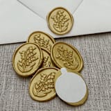 "Lily of the valley oval wax seal stickers in classic gold | Set of 10" - Wax Seals in gold by Orchid Studio