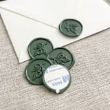 "Olive branch self-adhesive wax seal in olive green | Set of 10" - Wax Seals in green by Maria Ferrer G.