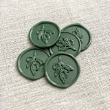 "Olive branch self-adhesive wax seal in olive green | Set of 10" - Wax Seals in green by Maria Ferrer G.
