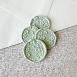 "Sage Green floral pattern 3D wax seal stickers | Set of 10" - Wax Seals in green by Maria Ferrer G.