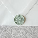 "Sage Green floral pattern 3D wax seal stickers | Set of 10" - Wax Seals in green by Maria Ferrer G.