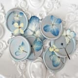 "Blue Hydrangea Wax Seal in Seafoam Linen Marble | Pack of 10" - Wax Seals in blue by Caitlin Home