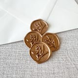 "Antique Gold Lily of the Valley 3D wax seal stickers | Set of 10" - Wax Seals in gold by Maria Ferrer G.