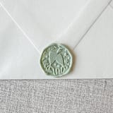 "Sage Green celebration wax seal sticker - Champagne toast | Set of 10" - Wax Seals in green by Maria Ferrer G.