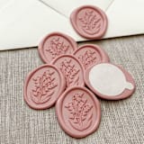"Lily of the valley oval wax seal stickers in dusty rose | Set of 10" - Wax Seals in pink by Orchid Studio