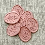 "Lily of the valley oval wax seal stickers in dusty rose | Set of 10" - Wax Seals in pink by Orchid Studio