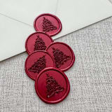 "Metallic Red "Merry Christmas" tree calligraphy wax seal sticker | Set of 10" - Wax Seals in red by Maria Ferrer G.