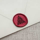 "Metallic Red "Merry Christmas" tree calligraphy wax seal sticker | Set of 10" - Wax Seals in red by Maria Ferrer G.