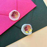 "Vellum Rose Petal with Gold Flakes Wax Seal Stickers" - Wax Seals in natural by Eva Tadros