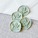 "Sage Green Lily of the Valley 3D wax seal stickers | Set of 10" - Wax Seals in green by Maria Ferrer G.