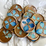 "Blue Hydrangea Wax Seal in Gold | Pack of 10" - Wax Seals in blue by Caitlin Home