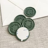 "Wreath self-adhesive wax seal in olive green | Set of 10" - Wax Seals in green by Maria Ferrer G.