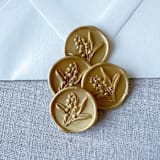 "Classic Gold Lily of the Valley 3D wax seal stickers | Set of 10" - Wax Seals in gold by Maria Ferrer G.