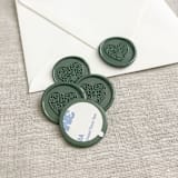 "Ornamental heart self-adhesive wax seal in olive green | Set of 10" - Wax Seals in green by Maria Ferrer G.