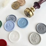 "Personalized Self Adhesive Wax Seal Stickers, Custom Color | Set of 10" - Wax Seals in blue by Self Stationery