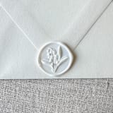 "White Lily of the Valley 3D wax seal stickers | Set of 10" - Wax Seals in white by Maria Ferrer G.