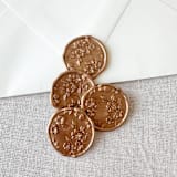 "Antique Gold floral pattern 3D wax seal stickers | Set of 10" - Wax Seals in gold by Maria Ferrer G.