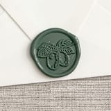 "Lemons self-adhesive wax seal in olive green | Set of 10" - Wax Seals in green by Maria Ferrer G.
