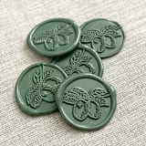 "Lemons self-adhesive wax seal in olive green | Set of 10" - Wax Seals in green by Maria Ferrer G.