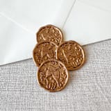 "Antique Gold celebration wax seal sticker - Champagne toast | Set of 10" - Wax Seals in gold by Maria Ferrer G.