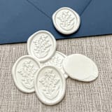 "Lily of the valley oval wax seal stickers in white | Set of 10" - Wax Seals in white by Maria Ferrer G.